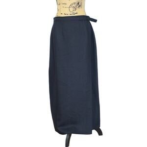 Vintage 90s NY & Co Black Rayon Polyester Straight Wrap Maxi Skirt Women’s L